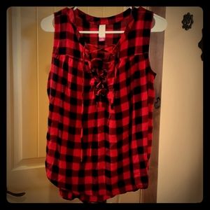 Plaid red tank top